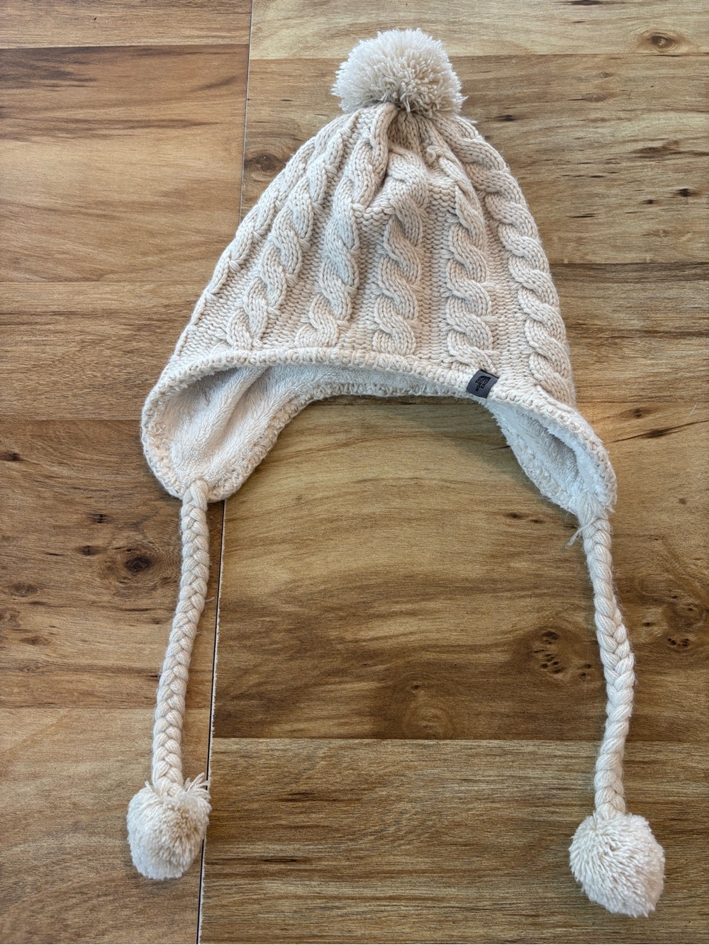 The North Face Cable Knit Fleece Lined Pom Earflap Toque